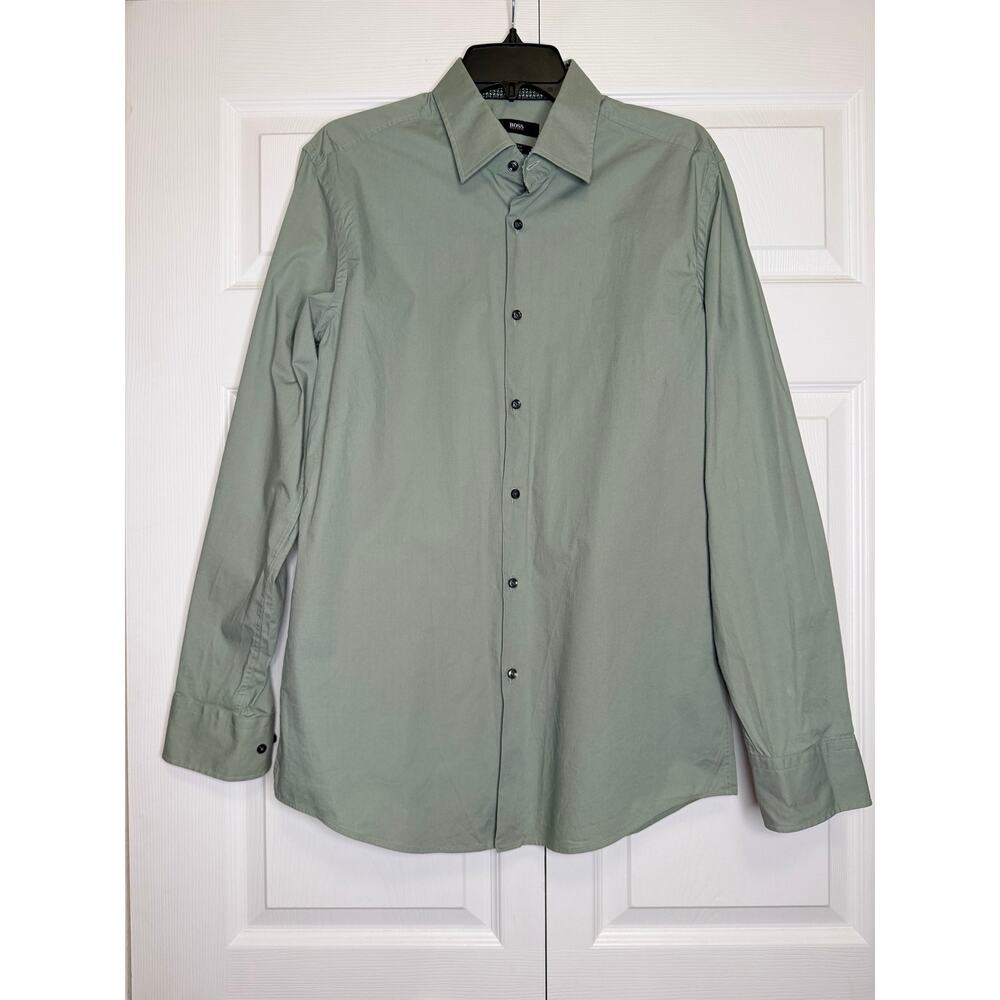 BOSS by Hugo Boss Men’s Slim Fit Button Down Long-sleeve Dress Shirt 42 L 16 1/2